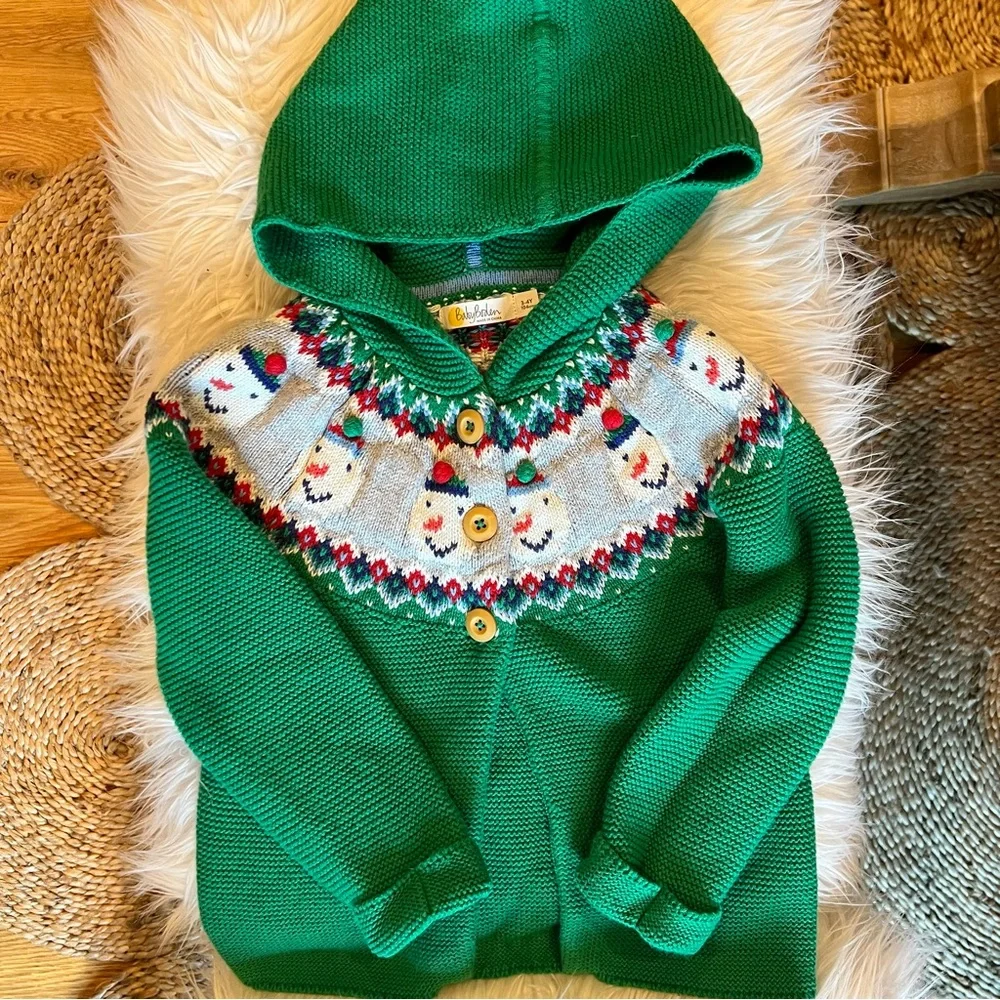 3 Mini Baby Boden Christmas Snowman Sweater Corduroy Pant Snow Bib Pants 3-4Y - Picture 5 of 15